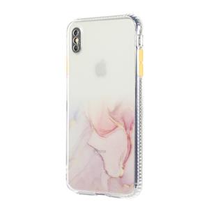 huismerk Voor iPhone XS / X Marble Patroon Glittery Powder Shockproof TPU case met afneembare knoppen (Roze)