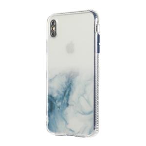 huismerk Voor iPhone XS Max Marmeren patroon Glittery Powder Shockproof TPU case met afneembare knoppen (Baby Blue)