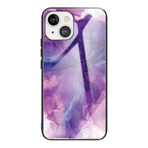 huismerk Abstract Marmeren Patroon Glas Beschermend geval voor iPhone 13 (Abstract Paars)