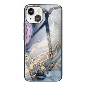 huismerk Abstract marmeren patroon glazen beschermhoes voor iPhone 13 (abstract goud)