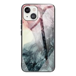 huismerk Abstract marmeren patroon glas beschermhoes voor iphone 13 (abstract zwart)