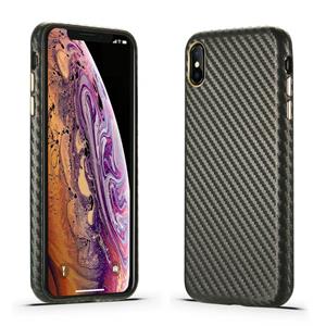 huismerk Carbon fiber lederen textuur Kevlar anti-val telefoon beschermhoes voor iPhone XS Max (grijs)