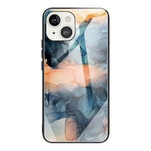 huismerk Abstract marmeren patroon glas beschermhoes voor iphone 13 mini (abstract blauw)