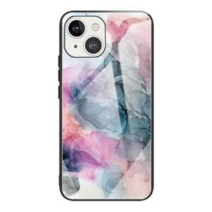 huismerk Abstract marmeren patroon glas beschermhoes voor iphone 13 mini (abstracte multicolor)