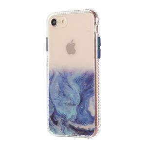 Huismerk Voor iPhone SE 2020 / 8 / 7 Marble Pattern Glittery Powder Shockproof TPU case met afneembare knoppen(Blauw)