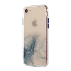 Huismerk Voor iPhone SE 2020 / 8 / 7 Marble Pattern Glittery Powder Shockproof TPU case met afneembare knoppen (Baby Blue)