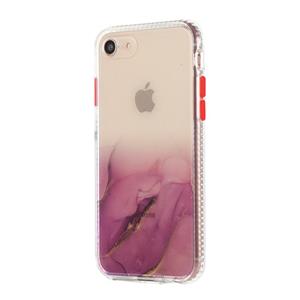 huismerk Voor iPhone SE 2020 / 8 / 7 Marble Pattern Glittery Powder Shockproof TPU case met afneembare knoppen(Paars)