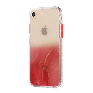 huismerk Voor iPhone SE 2020 / 8 / 7 Marble Pattern Glittery Powder Shockproof TPU case met afneembare knoppen(Rood)