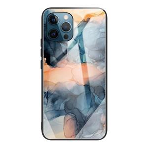 huismerk Abstract Marmeren Patroon Glas Beschermend geval voor iPhone 13 Pro (Abstract Blauw)