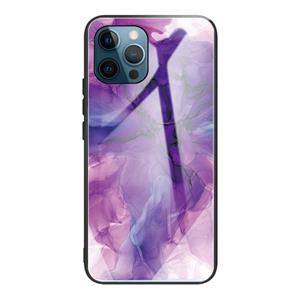 huismerk Abstract Marmeren Patroon Glas Bescherming van Glas voor iPhone 13 Pro (Abstract Purple)