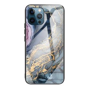 huismerk Abstract marmeren patroon glas beschermhoes voor iPhone 13 pro (abstract goud)