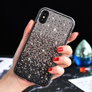 huismerk TPU + epoxy Flash Diamond Tri-Color Gradient telefoon beschermende case voor iPhone XS/X (gradiënt zwart)