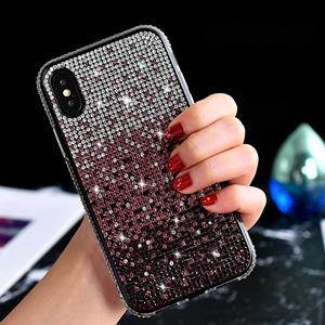 huismerk TPU + epoxy Flash Diamond Tri-Color Gradient telefoon beschermende case voor iPhone XS/X (gradiënt paars)