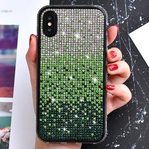 huismerk TPU + epoxy Flash Diamond Tri-Color Gradient telefoon beschermende case voor iPhone XS/X (gradiënt groen)