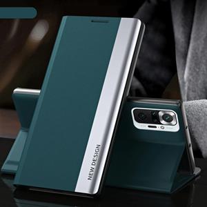 huismerk Voor Xiaomi Redmi Note 10 Pro / Note 10 Pro Max Side Gegalvaniseerde magnetische ultradunne horizontale flip lederen hoes met houder (groen)