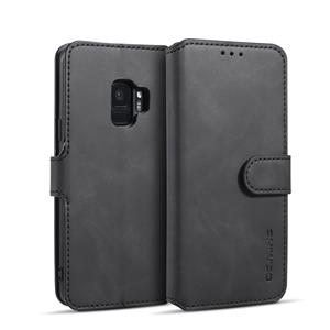 huismerk Dg. MING retro olie kant horizontale flip case met houder & kaartsleuven & portemonnee voor Galaxy S9 (zwart)