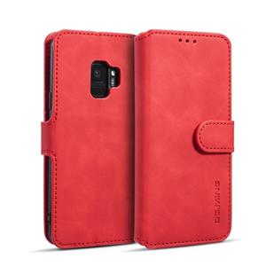 huismerk Dg. MING retro olie kant horizontale flip case met houder & kaartsleuven & portemonnee voor Galaxy S9 (rood)