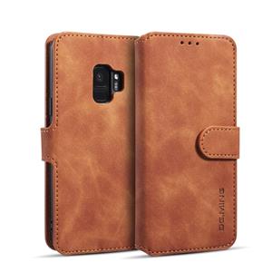 huismerk Dg. MING retro olie kant horizontale flip case met houder & kaartsleuven & portemonnee voor Galaxy S9 (bruin)