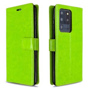 huismerk Voor Galaxy S20 Ultra Crazy Horse Texture Horizontal Flip Leather Case met Holder & Card Slots & Wallet & Photo Frame(Groen)