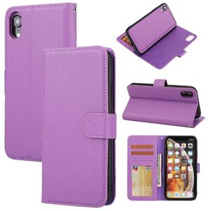 huismerk Cross Texture Detachable Leather Phone Case For iPhone XR(Purple)