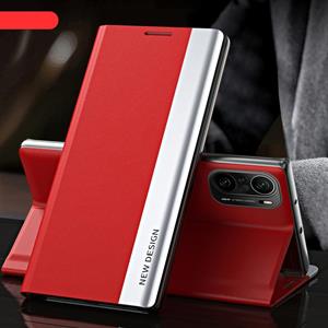 huismerk For Xiaomi Mi 11i / Poco F3 / Redmi K40 / K40 Pro Side Electroplated Magnetic Ultra-Thin Horizontal Flip Leather Case with Holder(Red)