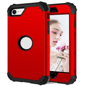 huismerk Voor iPhone SE 2020 Siliconen + PC Driedelige Anti-drop Mobile Phone Protection Bback Cover (Rood)