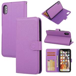 huismerk Cross Texture Detachable Leather Phone Case For iPhone XS Max(Purple)