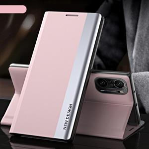 huismerk For Xiaomi Mi 11i / Poco F3 / Redmi K40 / K40 Pro Side Electroplated Magnetic Ultra-Thin Horizontal Flip Leather Case with Holder(Pink)