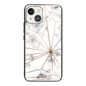 huismerk Marmeren gehard glas achterkant TPU grenszaak voor iPhone 13 (HCBL-14)