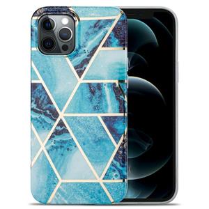 huismerk Splicing marmeren patroon TPU beschermhoes voor iPhone 13 (blauw)