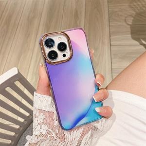 huismerk Glitter poeder Galvaniseren Smudge Gradient Shockproof Phone Case voor iPhone 13 (Smudge Purple J3)