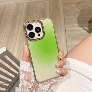 huismerk Glitter Poeder Galvaniseren Smudge Gradient Shockproof Phone Case voor iPhone 13 (Gradiënt Green J8)