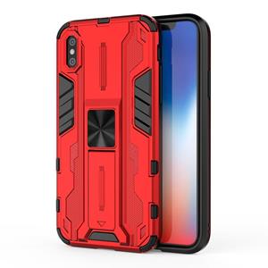 huismerk Supersonische PC + TPU Schokbestendige Beschermhoes met Houder Voor iPhone X & XS(Rood)