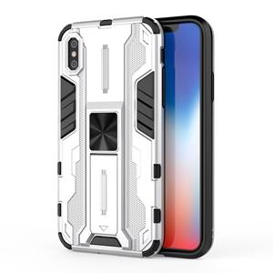 huismerk Supersonic PC + TPU schokbestendig beschermhoesje met houder voor iPhone X & XS (zilver)