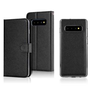 huismerk For Samsung Galaxy S10 Cross Texture Detachable Leather Phone Case(Black)