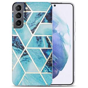 huismerk Voor Samsung Galaxy S22 5G Electroplating IMD Marble TPU Telefoonhoes