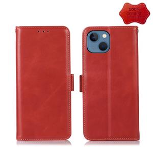 huismerk Crazy Horse Top Layer Cowhide Leather Phone Case For iPhone 13(Red)