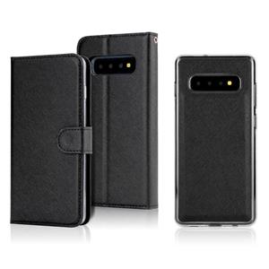 huismerk For Samsung Galaxy S10+ Cross Texture Detachable Leather Phone Case(Black)