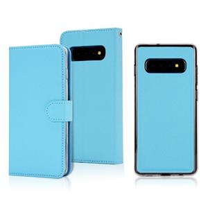 huismerk For Samsung Galaxy S10+ Cross Texture Detachable Leather Phone Case(Blue)