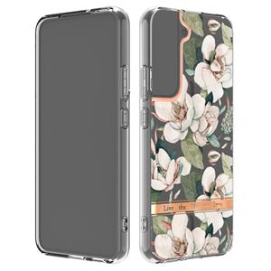 huismerk Voor Samsung Galaxy S22 Bloemen en planten Serie IMD TPU Telefoonhoes (Green Gardenia)