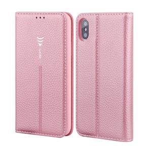 Voor iPhone XS / X GEBEI PU+TPU Horizontale flip beschermhoes met houder & kaartsleuven(Rose Gold)