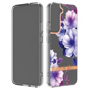 huismerk Voor Samsung Galaxy S22 Bloemen en planten Serie IMD TPU Telefoonhoes (paars Begonia)