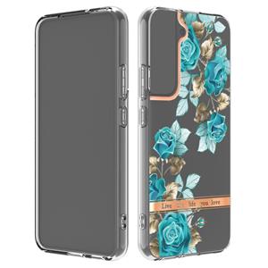 huismerk Voor Samsung Galaxy S22 + Flowers and Plants-serie IMD TPU Telefoonhoes (Blue Rose)