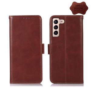 huismerk For Samsung Galaxy S22 5G Crazy Horse Top Layer Cowhide Leather Phone Case(Brown)