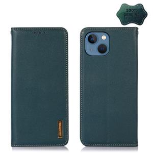 huismerk KHAZNEH Nappa Top Layer Cowhide Leather Phone Case For iPhone 13(Green)