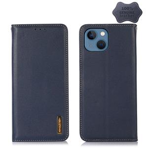 huismerk KHAZNEH Nappa Top Layer Cowhide Leather Phone Case For iPhone 13(Blue)