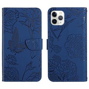 huismerk Huid Feel Butterfly Peony reliëf lederen telefooncase voor iphone 13 pro