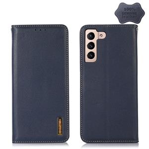 huismerk For Samsung Galaxy S22+ 5G KHAZNEH Nappa Top Layer Cowhide Leather Phone Case(Blue)