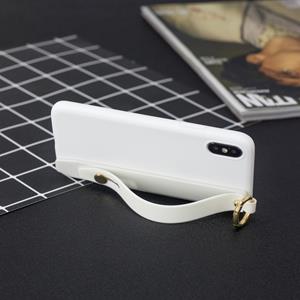 Huismerk Schokbestendig effen kleur TPU case met polsbandje voor iPhone XS Max (wit)