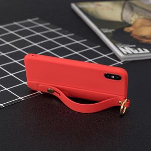 Huismerk Schokbestendig effen kleur TPU case met polsbandje voor iPhone XS Max (rood)